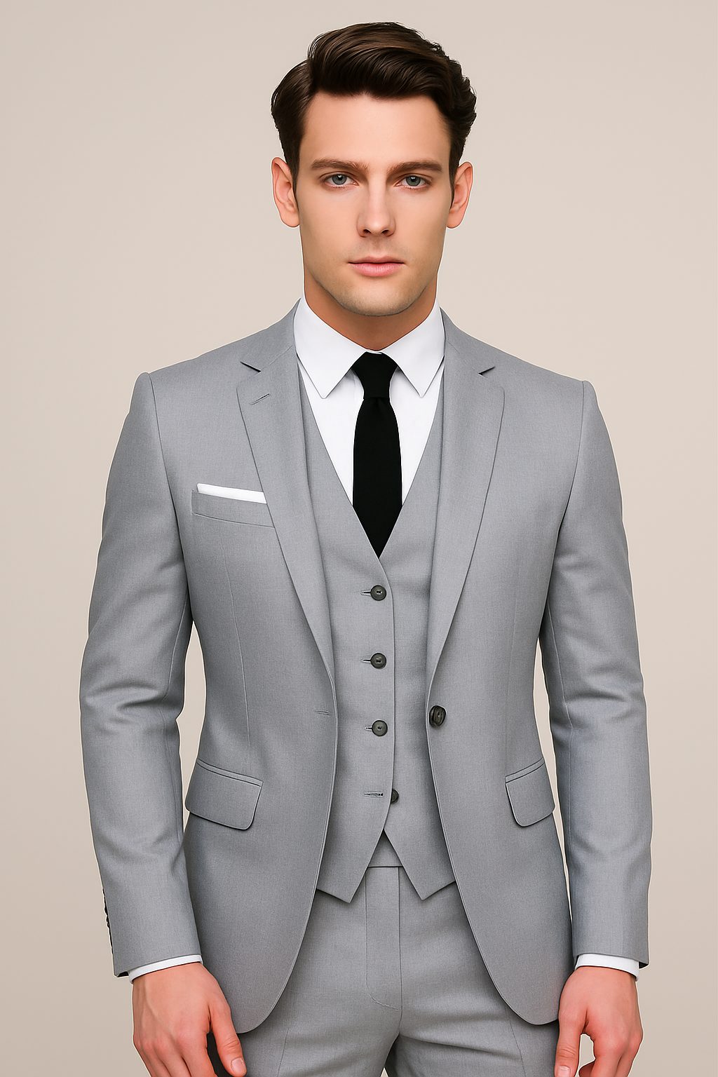 Double-Breasted Three-Piece Suit for Men - Grey