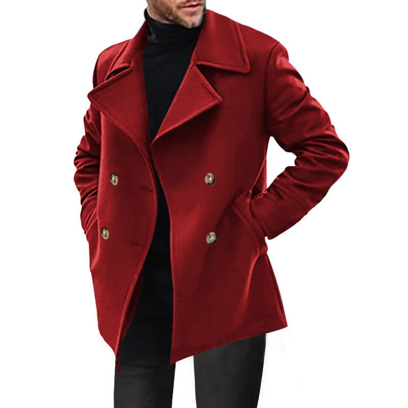 Double-Breasted Wool Overcoat for Men - Rot