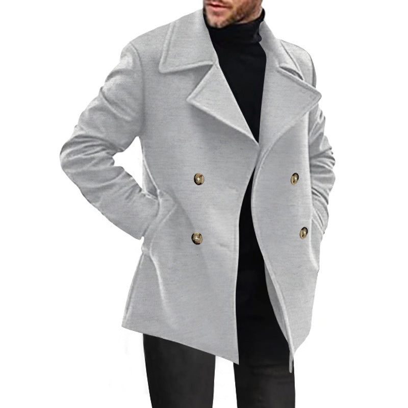 Double-Breasted Wool Overcoat for Men - Hellgrau