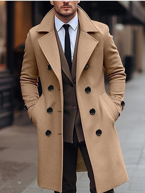 Double-Breasted Wool Winter Overcoat for Men