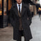 Double-Breasted Wool Winter Overcoat for Men - Schwarz