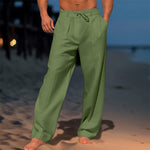 Drawstring Linen Straight Leg Trousers for Men - View 7