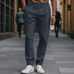 Drawstring Straight Leg Chino Trousers for Men - Navy Blue