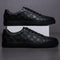Embossed Checkerboard Leather Shoes Low Top Sneakers for Men - Charcoal