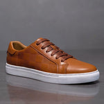 Embossed Checkerboard Leather Shoes Low Top Sneakers for Men - View 2
