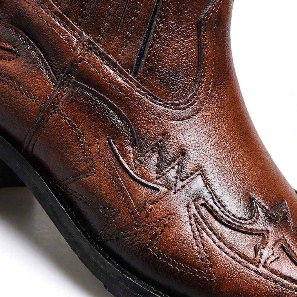 Embossed Leather Cowboy Boots for Men - View 3