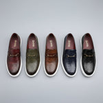 Embossed Slip-On Loafer Shoes with Horsebit Buckle for Men - View 15