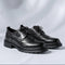 Faux Leather Brogue Derby Shoes with Lug Sole for Men - Black