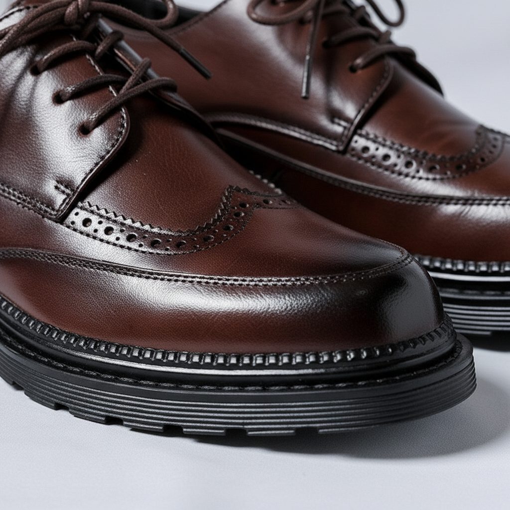 Faux Leather Brogue Derby Shoes with Lug Sole for Men - View 4