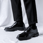 Faux Leather Brogue Derby Shoes with Lug Sole for Men - View 7
