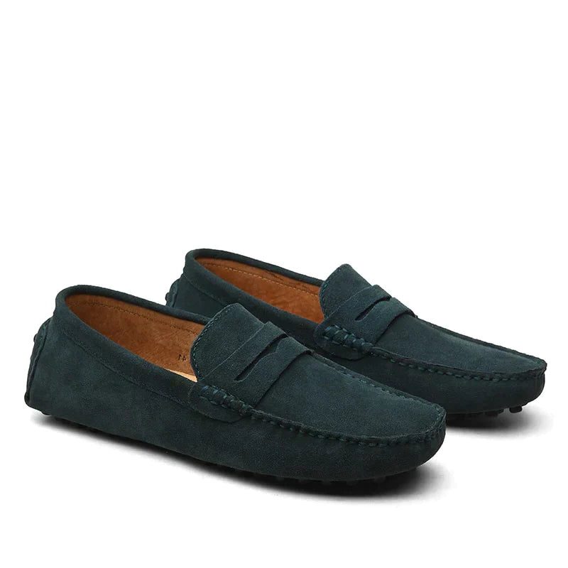 Suede Penny Loafers for Men - Marineblau