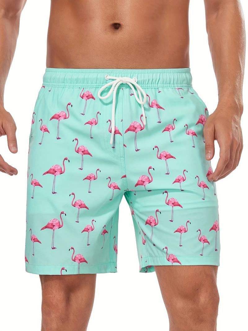 Flamingo Print Swim Shorts for Men