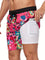 Flamingo Print Swim Shorts for Men - Dark Pink