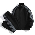 Full-Zip Tracksuit Set for Men - Black