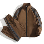 Full-Zip Tracksuit Set for Men - Brown