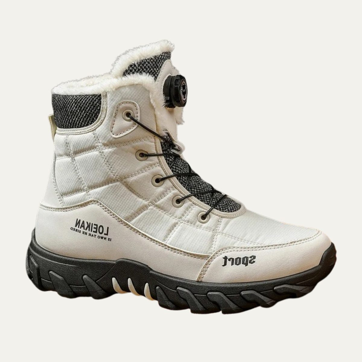 Fur Lined High Top Winter Snow Boots with Dial Lacing for Men