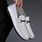 Genuine Leather Driving Loafers for Men - White