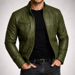 Genuine Leather Jacket for Men - Green
