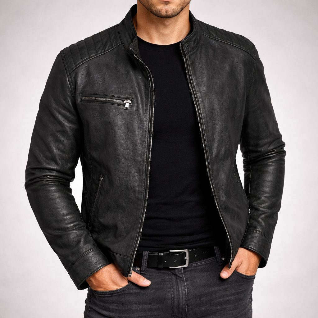 Genuine Leather Jacket for Men - Black