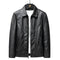 Genuine Leather Zip-Up Jacket for Men - Black