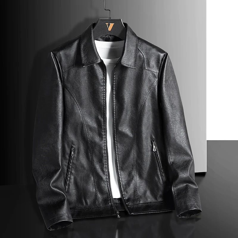 Genuine Leather Zip-Up Jacket for Men - View 2