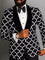 Geometric Print Single Breasted Suit for Men