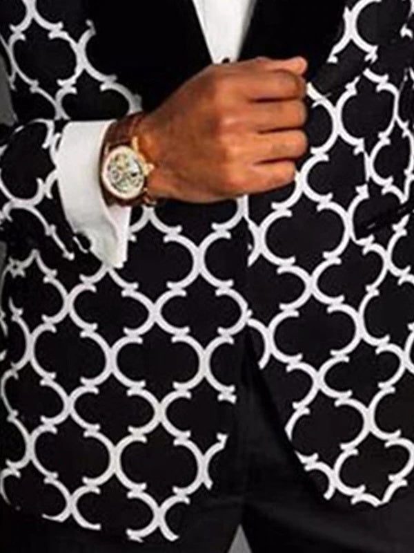 Geometric Print Single Breasted Suit for Men - View 2