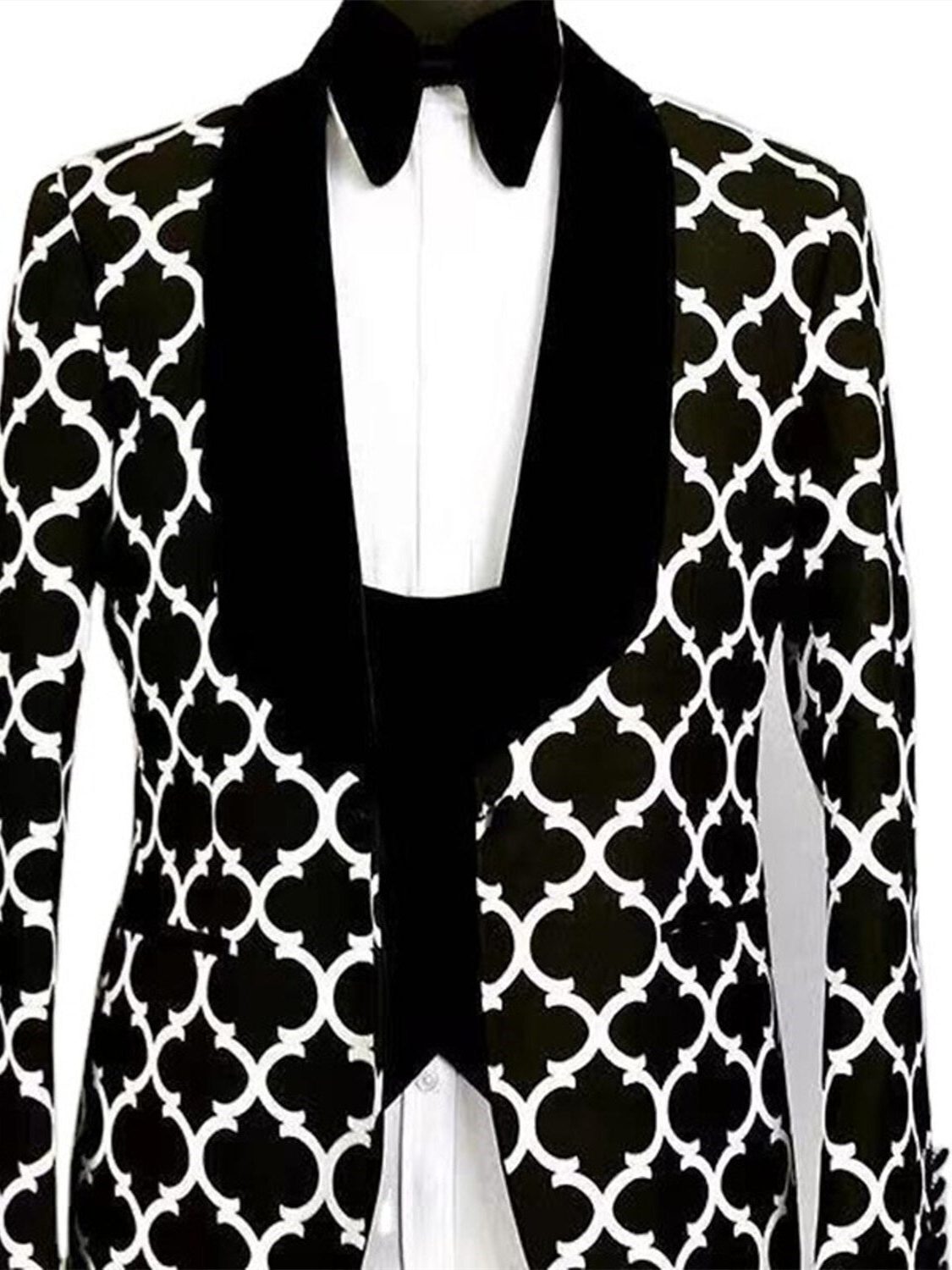 Geometric Print Single Breasted Suit for Men - View 3