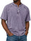 Henley Button-Down Short Sleeve Shirt for Men - Purple