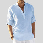 Henley Long Sleeve Shirt for Men - Hellblau