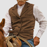 Herringbone Lapel Collar Button-Up Vest for Men