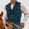 Herringbone Lapel Collar Button-Up Vest for Men - Blue