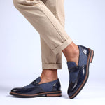 Herringbone Wingtip Brogue Penny Loafers for Men - View 11