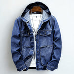 Hooded Denim Jacket with Chest Pockets for Men