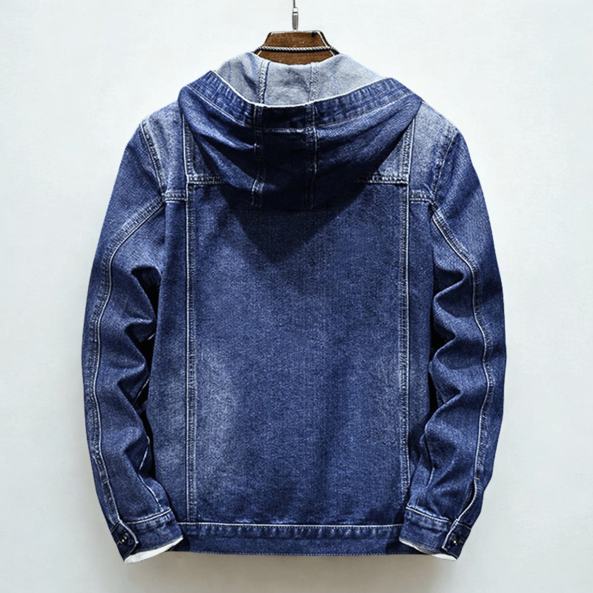 Hooded Denim Jacket with Chest Pockets for Men - View 2