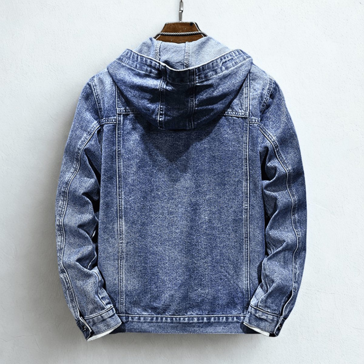 Hooded Denim Jacket with Chest Pockets for Men - View 4