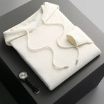 Hooded Knit Sweater with Drawstring and Long Sleeves for Men - White