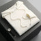 Hooded Knit Sweater with Drawstring and Long Sleeves for Men - White