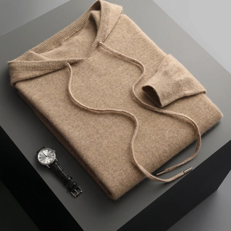 Hooded Knit Sweater with Drawstring and Long Sleeves for Men - View 3