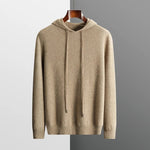 Hooded Knit Sweater with Drawstring and Long Sleeves for Men