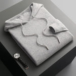 Hooded Knit Sweater with Drawstring and Long Sleeves for Men - Light Gray