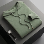 Hooded Knit Sweater with Drawstring and Long Sleeves for Men - Green