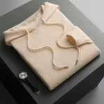 Hooded Knit Sweater with Drawstring and Long Sleeves for Men - Beige