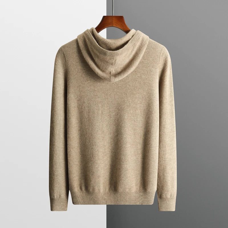 Hooded Knit Sweater with Drawstring and Long Sleeves for Men - View 2