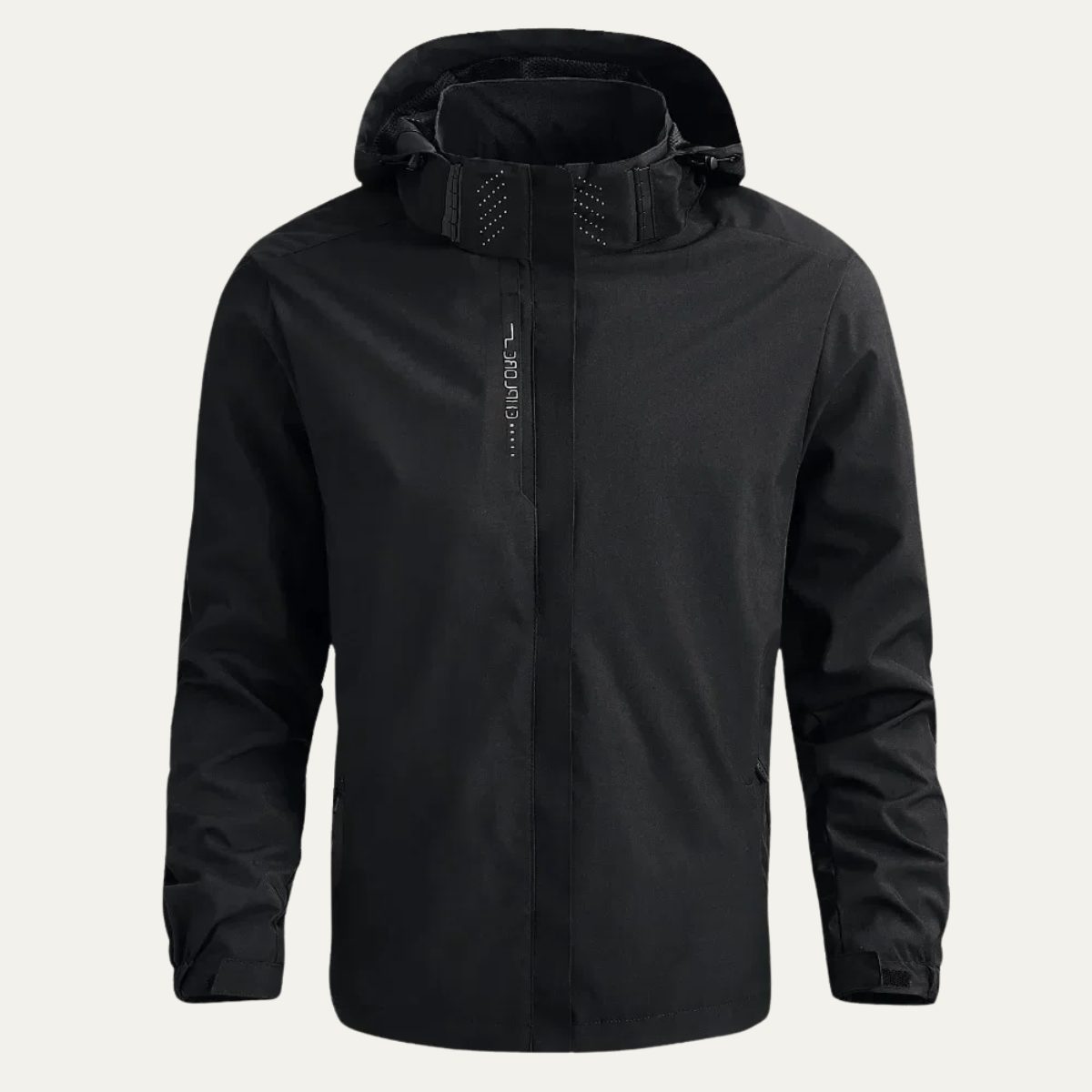 Hooded Rain Jacket with Zip-Up Front for Men