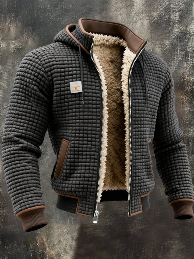 Hooded Sherpa-Lined Winter Fleece Jacket for Men
