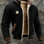 Hooded Sherpa-Lined Winter Fleece Jacket for Men - Black