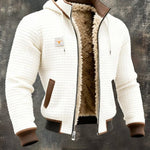 Hooded Sherpa-Lined Winter Fleece Jacket for Men - White