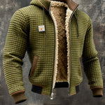 Hooded Sherpa-Lined Winter Fleece Jacket for Men - Olive Green