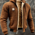 Hooded Sherpa-Lined Winter Fleece Jacket for Men - Brown
